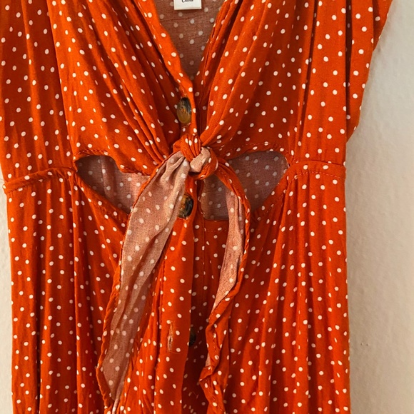 Francesca's Collections Orange Tie Front Dress - Picture 3 of 5
